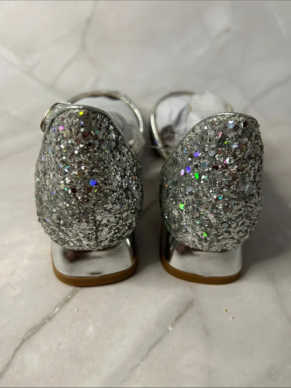 Sparkle Silver Glitter Women's Ankle-Strap
